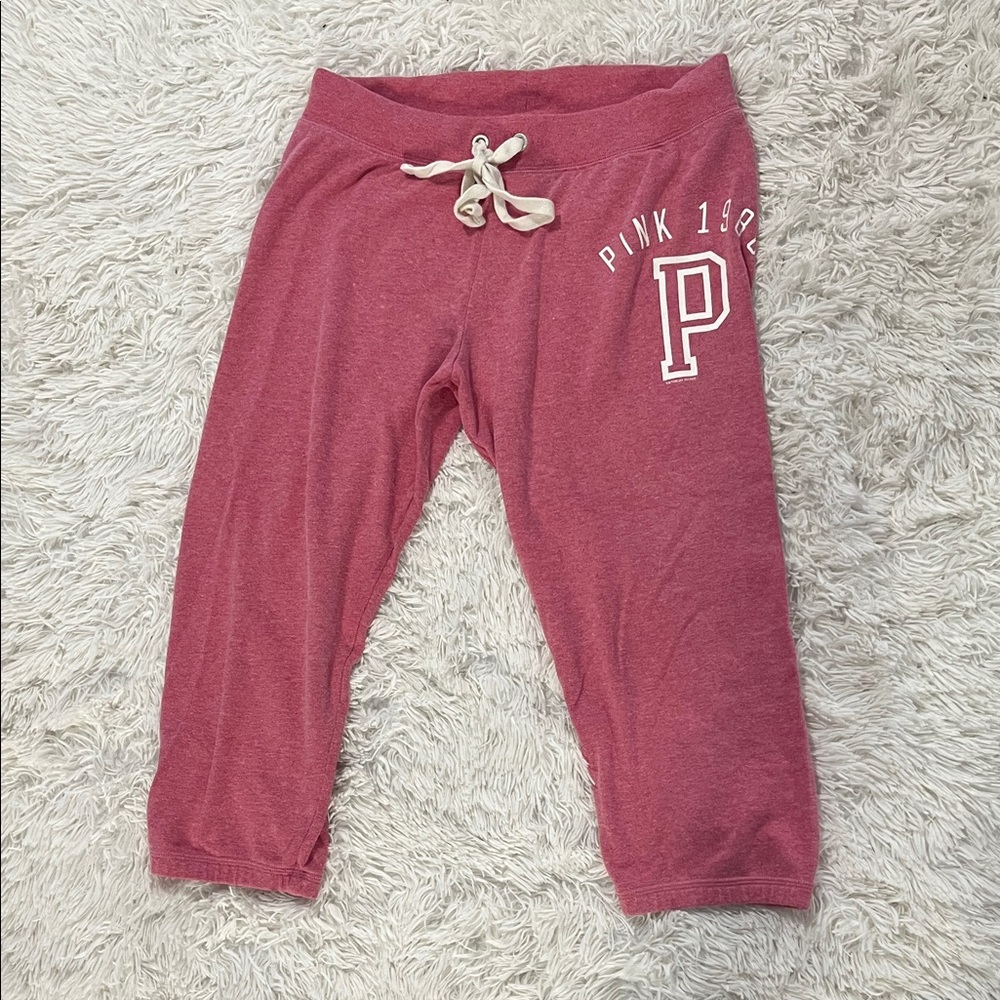 PINK Victoria's Secret Heathered Mauve Cropped Drawstring Sweatpants